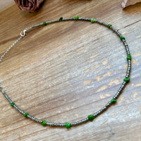 Green Turquoise Glass Seed Bead Necklace – 14 Inch