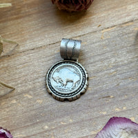 Sterling Silver Buffalo Nickel Pendant – Rope Border – Artist Jason Ogg