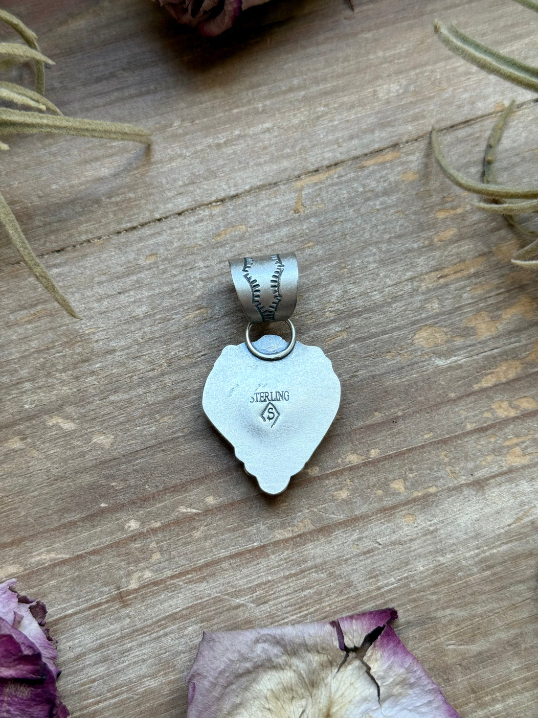 Sterling Silver Pilot Mountain Turquoise Heart Pendant – Handmade by Artist Shay Pfeiffer