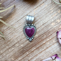 Sterling Silver Purple Spiny Oyster Heart Pendant – Handmade by Artist Shay Pfeiffer