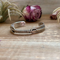 Sterling Silver Hudson Feather Cuff – Fits 6” Wrist – Handmade by Artist Jason Ogg