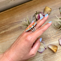 Sterling Silver Orange Spiny Oyster Cluster Ring – Size 9 – Artist Shay Pfeiffer