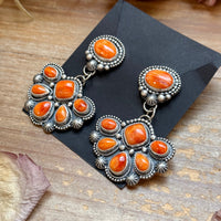 Sterling Silver Orange Spiny Oyster Half Cluster Dangle Earrings – Artist Shay Pfeiffer