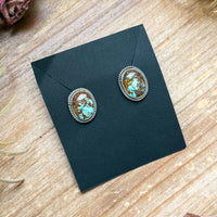 Sterling Silver Rising Phoenix Turquoise Stud Earrings – Handmade by Artist Jason Ogg