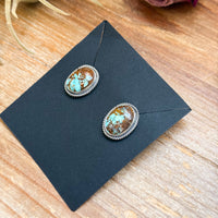Sterling Silver Rising Phoenix Turquoise Stud Earrings – Handmade by Artist Jason Ogg