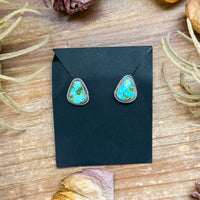 Sterling Silver Sonoran Mountain Turquoise Stud Earrings – Handmade by Artist Jason Ogg