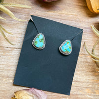 Sterling Silver Sonoran Mountain Turquoise Stud Earrings – Handmade by Artist Jason Ogg