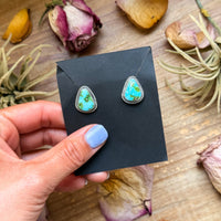 Sterling Silver Sonoran Mountain Turquoise Stud Earrings – Handmade by Artist Jason Ogg