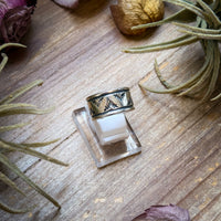 Sterling Silver Hand-Milled Wide Band Aloe Stamped Ring – Size 8.5 – Handmade by Artist Jason Ogg