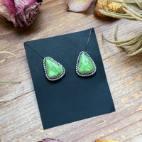 Sterling Silver High Grade Carico Lake Turquoise Stud Earrings – Handmade by Artist Jason Ogg