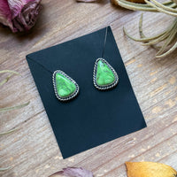 Sterling Silver High Grade Carico Lake Turquoise Stud Earrings – Handmade by Artist Jason Ogg