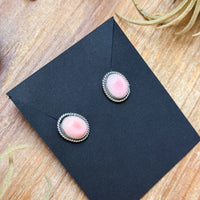 Sterling Silver Pink Conch Stud Earrings – Handmade by Artist Jason Ogg