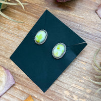Sterling Silver Palomino Variscite Stud Earrings, Artist Jason Ogg