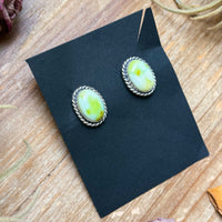 Sterling Silver Palomino Variscite Stud Earrings, Artist Jason Ogg