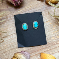 Sterling Silver Sonoran Mountain Turquoise Stud Earrings – Handmade by Artist Jason Ogg