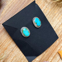 Sterling Silver Sonoran Mountain Turquoise Stud Earrings – Handmade by Artist Jason Ogg