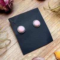 Sterling Silver Pink Conch Stud Earrings – Handmade by Artist Jason Ogg