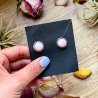 Sterling Silver Pink Conch Stud Earrings – Handmade by Artist Jason Ogg