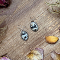 Sterling Silver White Buffalo Dangle Earrings – Handmade by Artist Jason Ogg