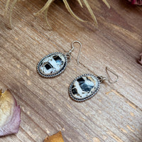 Sterling Silver White Buffalo Dangle Earrings – Handmade by Artist Jason Ogg