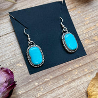 Sterling Silver Big Nugget Turquoise Dangle Earrings – Handmade by Artist Jason Ogg