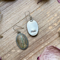 Sterling Silver Ribbon Royston Turquoise Dangle Earrings – Handmade by Artist Jason Ogg