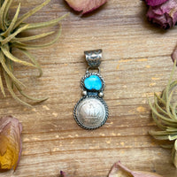 Sterling Silver Coin & Golden Hill Turquoise Pendant – Artist Gilbert Nez