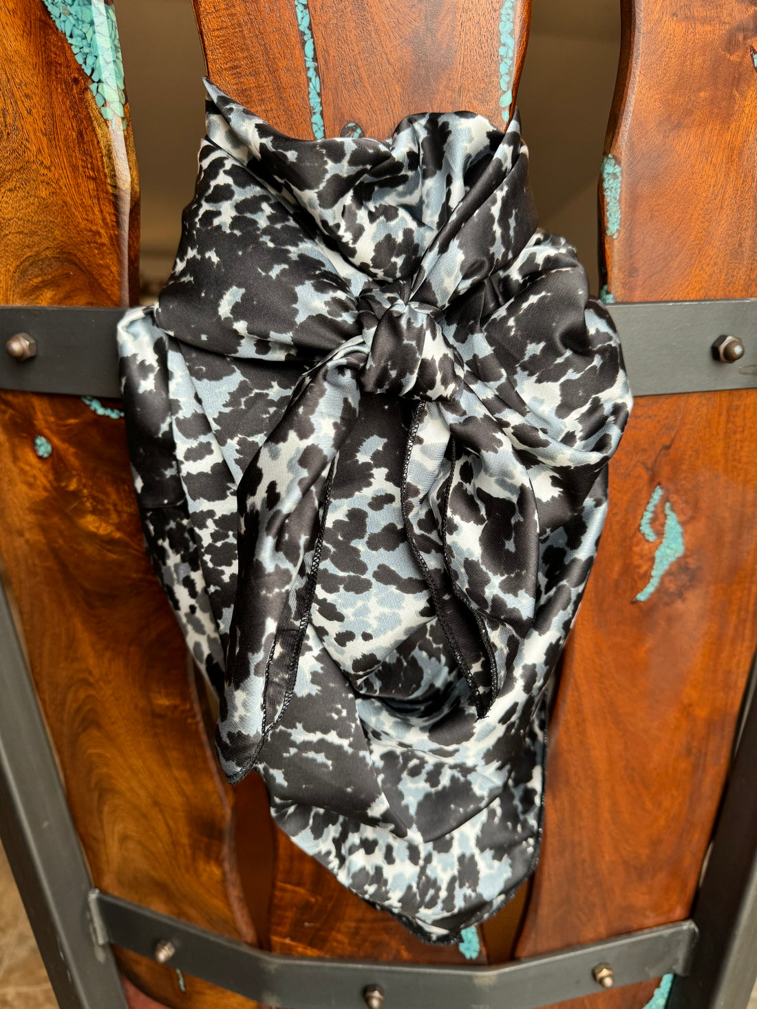 Tied polyester cowhide print scarf