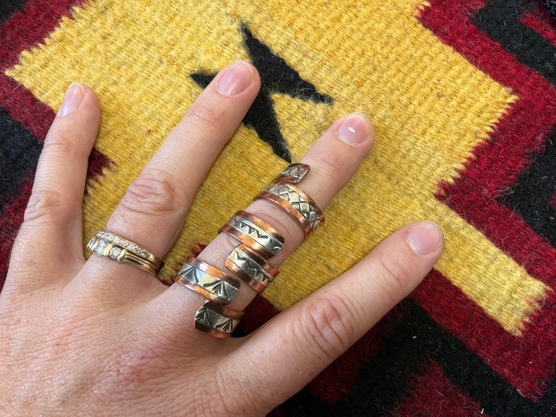Wylie Secatere Cooper Wrap Ring w/Silver Inlay
