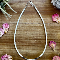 3 mm Sterling Silver Pearls choker on white 3mm magnesite