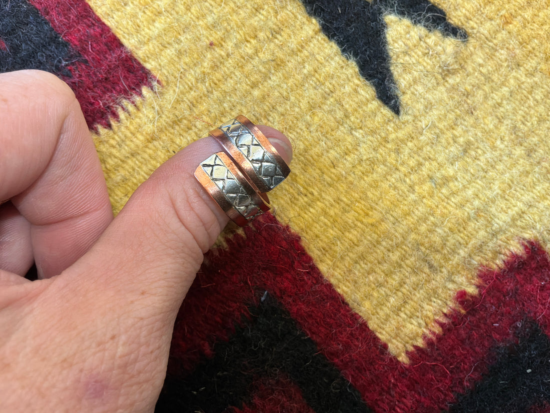 Wylie Secatere Cooper Wrap Ring w/Silver Inlay