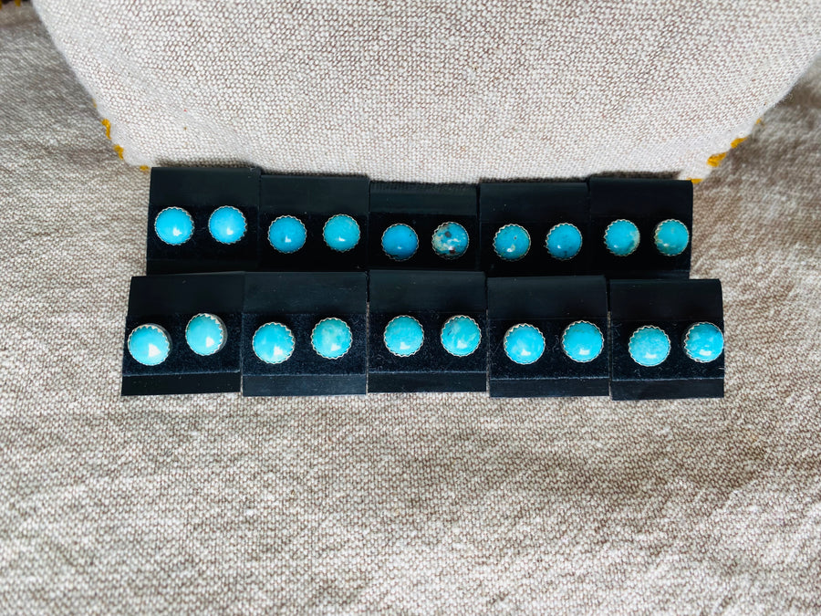 8mm Turquoise Sterling Silver Studs