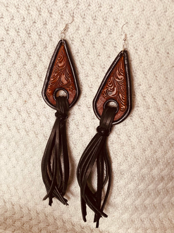 Tooled Leather Earrings