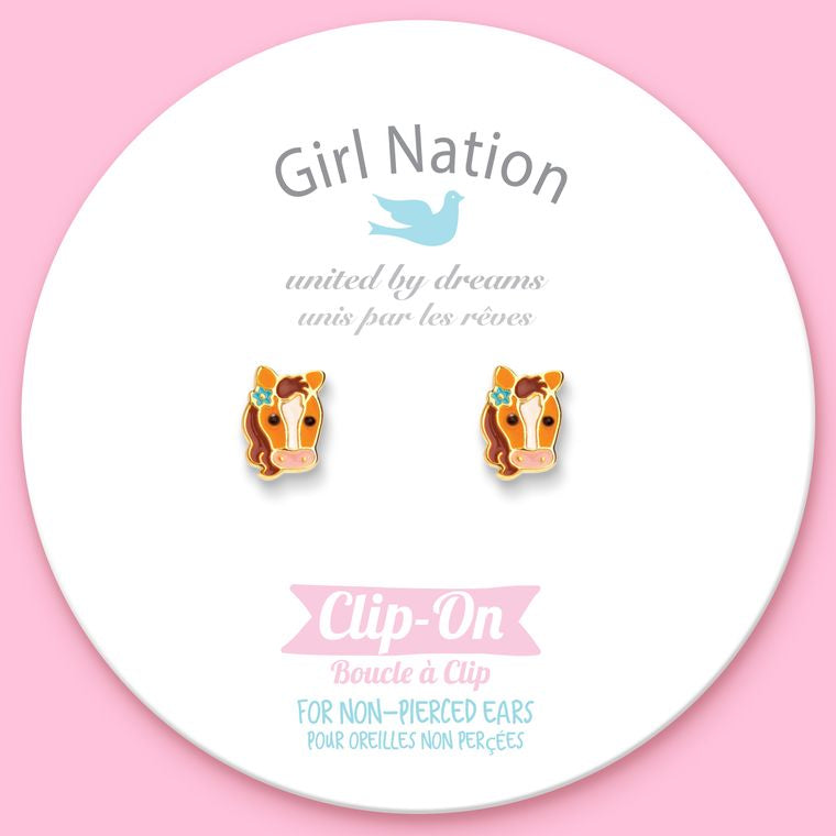 CLIP ON Cutie Earrings- Pretty Pony